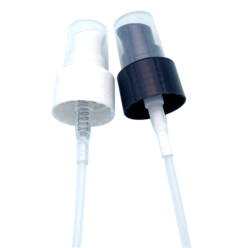 Pompe à la crème de lotion en plastique 24/410 Blanc noir avec couvercle PP