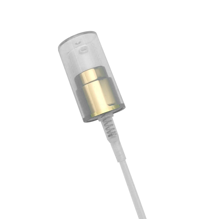 18/410 Pompe à crème de lotion en aluminium en or avec un couvercle