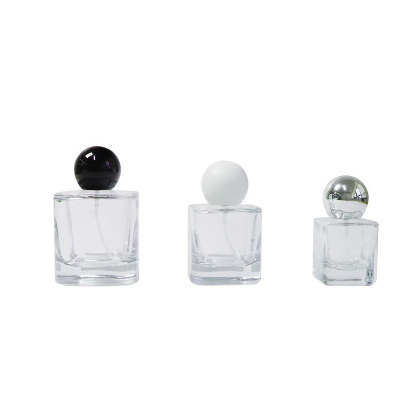 Bouteilles de parfum en verre à fond épais carré transparent de 30 ml 50 ml 100 ml